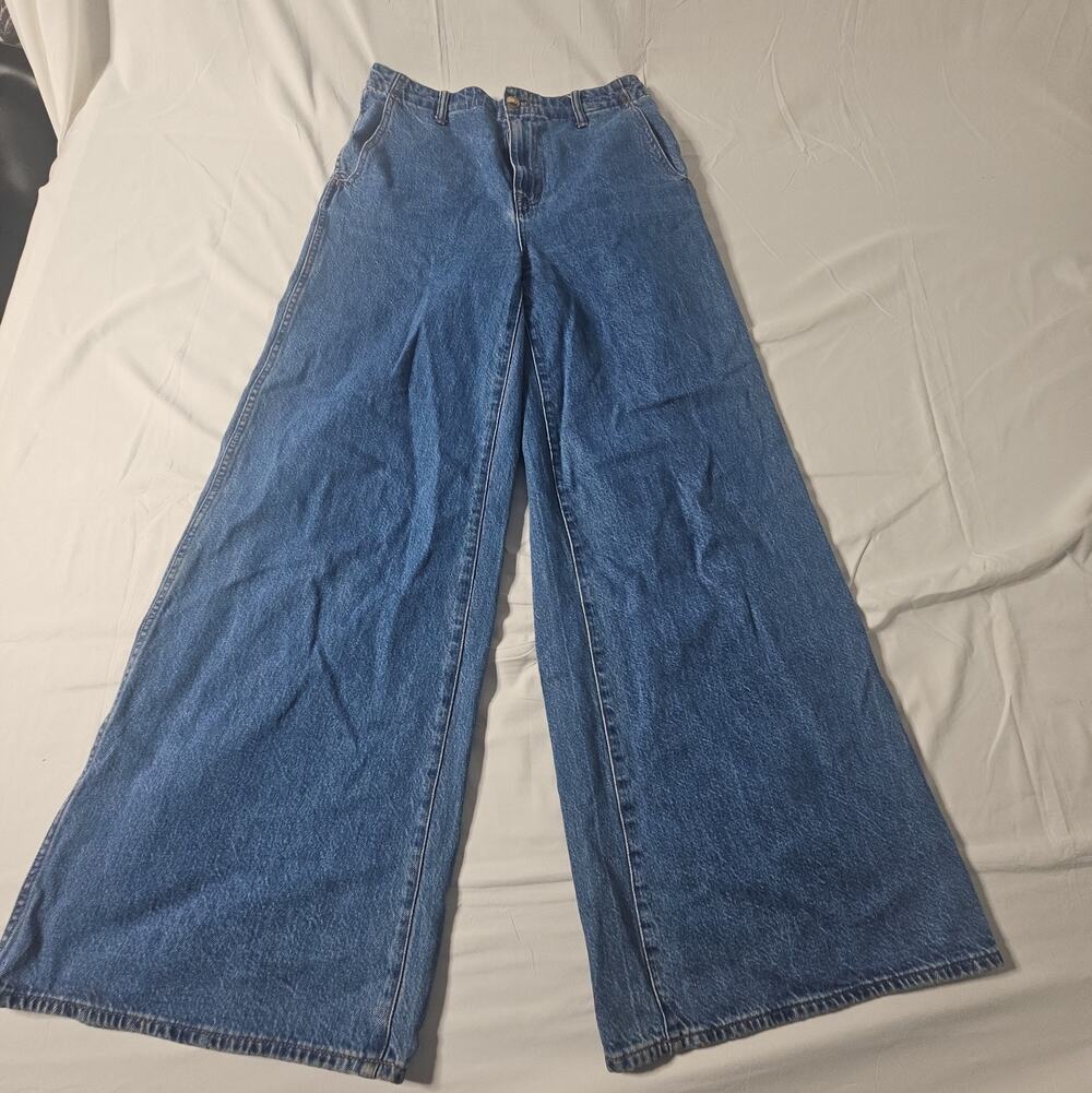 Madewell Wide Sweep Trouser Women's 27 Wide Leg Blue Denim High Rise Jeans